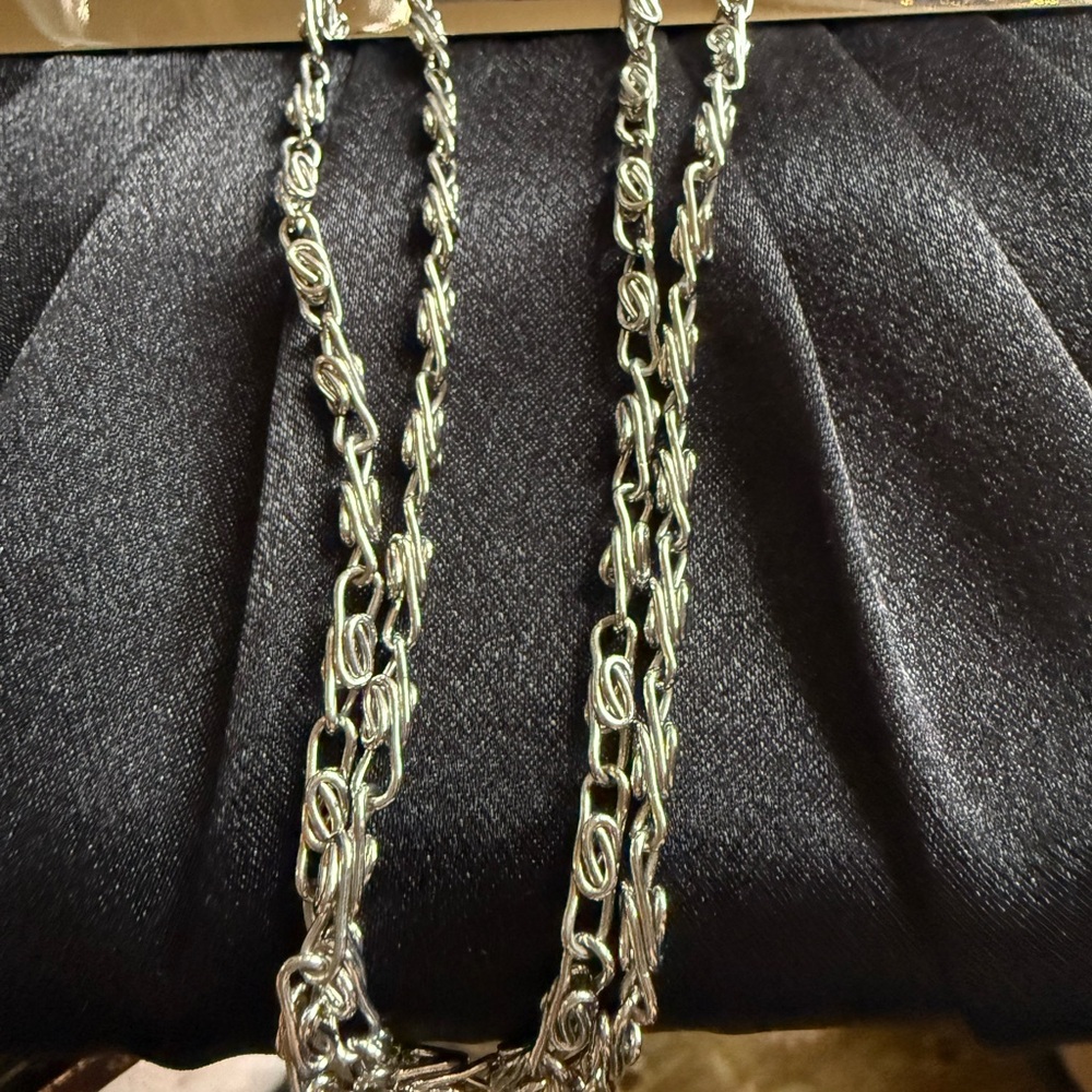 Gunne Sax Jessica McClintock Black Clutch with Silver Hardware Vintage - Picture 7 of 12